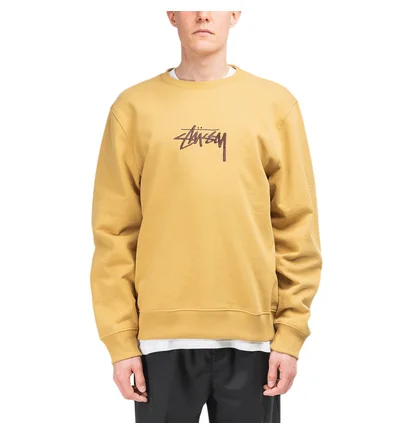 Stüssy Stock Embroidered Crewneck (Khaki)
