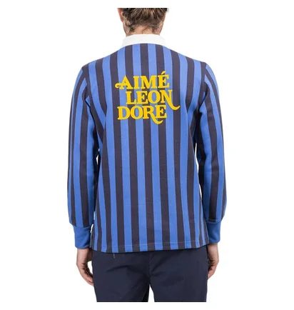 Aimé Leon Dore Vertical Striped Rugby Polo (Navy / Blau)