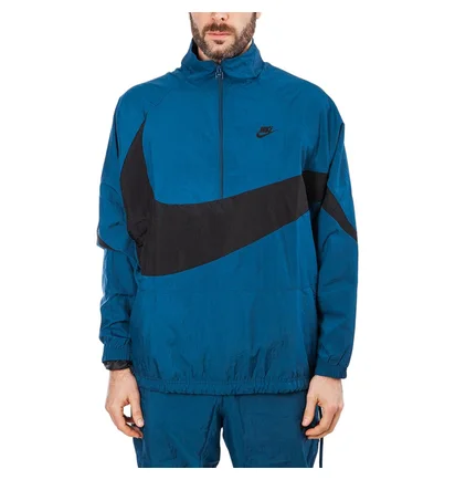 Nike NSW Swoosh Woven Halfzip Jacket (Blau / Schwarz)