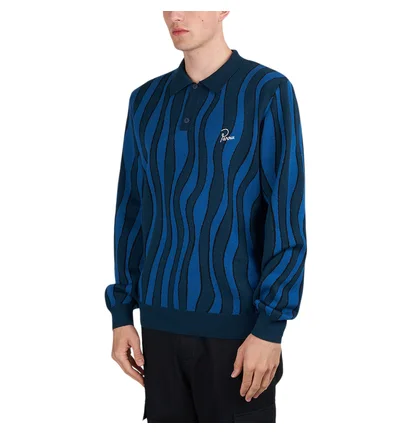 by Parra Aqua Weed Waves Knitted Polo Shirt (Multi)