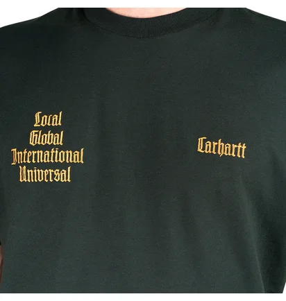 Carhartt WIP Shortsleeve Letterman T-Shirt (Dunkelgrün / Gelb)
