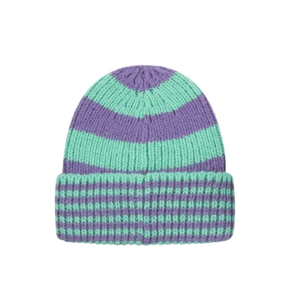 Stüssy Striped Big Basic Beanie (Grün / Lila)