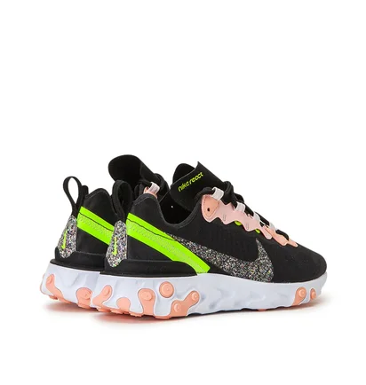 Nike WMNS React Element 55 Premium (Schwarz / Coral / Gelb)