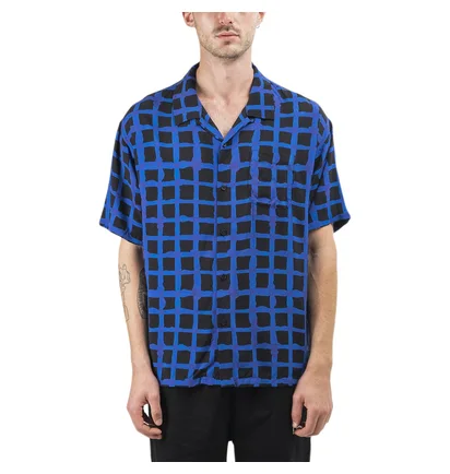 Stüssy Hand Drawn Grid Shirt (Blau / Schwarz)